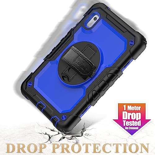 SEYMAC Case for Lenovo Tab M9 2023 9 Inch (TB-310FU), Shockproof Rugged Case with Screen Protector, Pencil Holder, 360° Rotatable Stand, and Hand Strap for Lenovo Tab M9 (Blue)