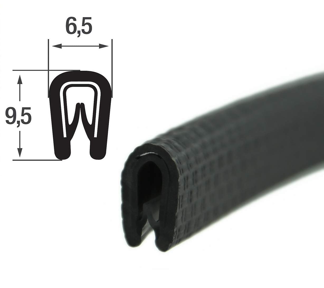 SMI edge protection profile KS1-2S-M for 1-2mm PVC with steel reinforcement Black self-clamping without adhesive - Edge protection, bead profile, edge profile, edge protection strip for car doors, sheets (20 m)