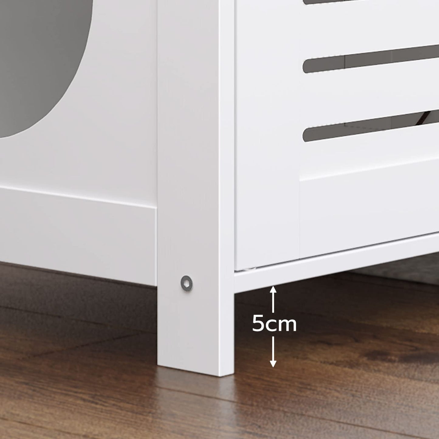 HOOBRO Cat Litter Box Cabinet, Wooden Cat Litter Box with Blinds Style Inside, Cute Cat Head Shaped Door Entry, 60 x 45 x 50 cm, White EWT60MW01