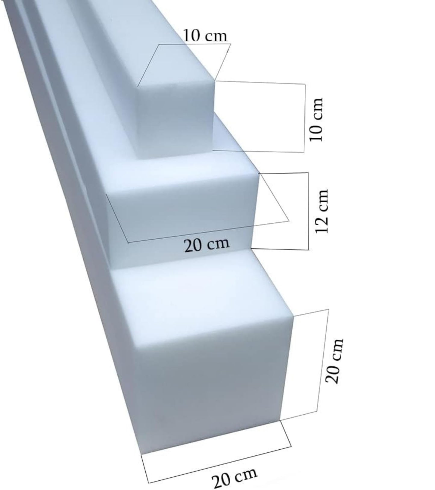 All4All mattress extender - additional mattress - foam cutout - mattress wedge - bed gap filler, mattress compensation - mattress connector - mattress widening - RG25/44-20x20x200cm