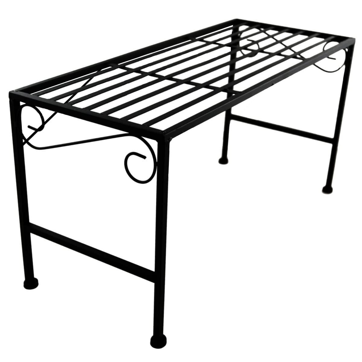 PrimoLiving XL Metal Flower Stand 2-piece black - Foldable 2-tier flower bench Metal rack Outdoor Indoor Plant stand Two-piece plant shelf for balcony terrace garden P-14943