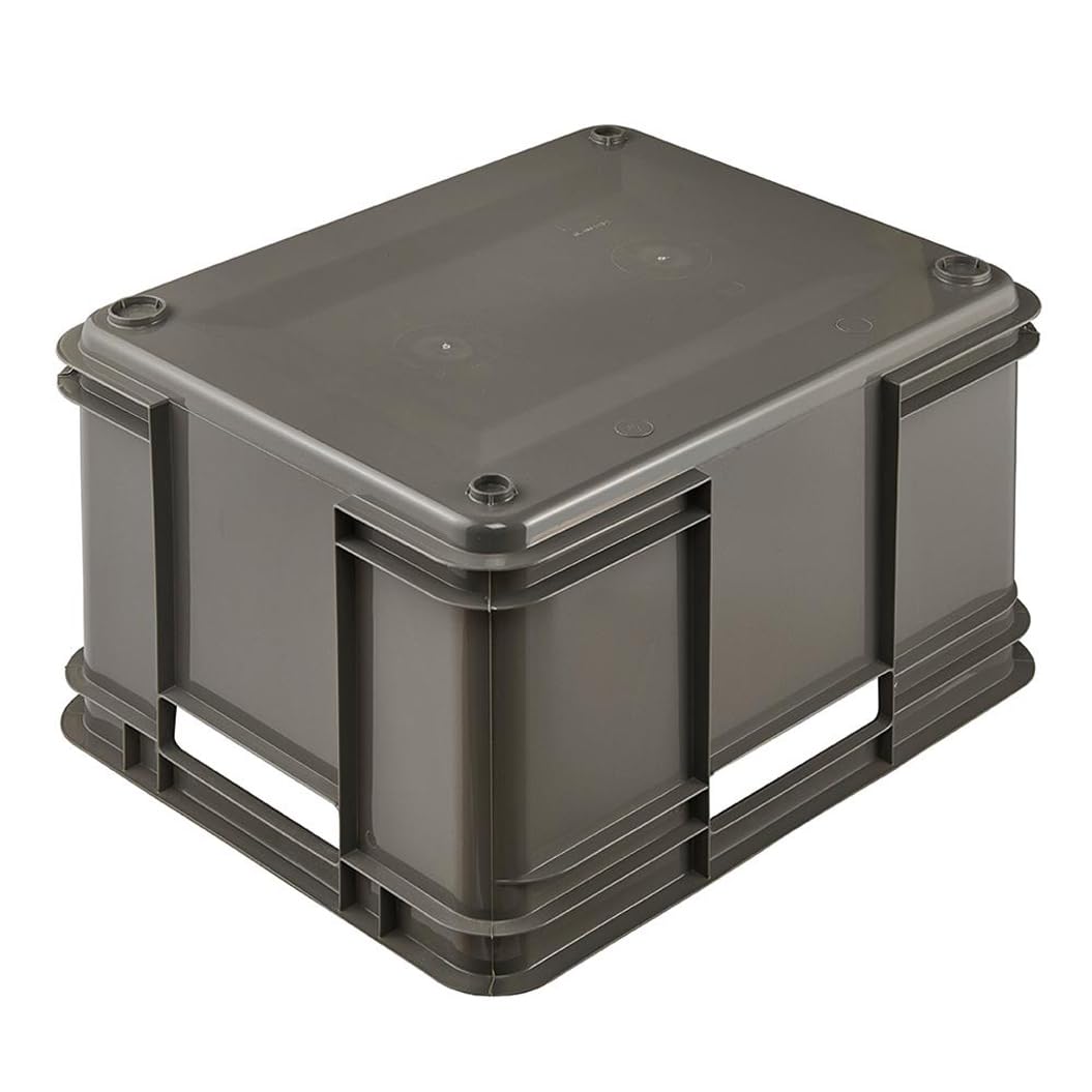 keeeper storage tub with handles, Euro-Box XL, made from Procyclen, 28 l, Bruno Eco Line, Eco-Grey