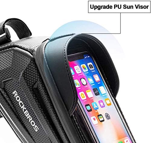 ROCKBROS bike frame bag handlebar bag water resistant phone pouch for smartphones up to 6.8 inches with TPU sensitive touchscreen for mountain bikes, road bikes, ebikes