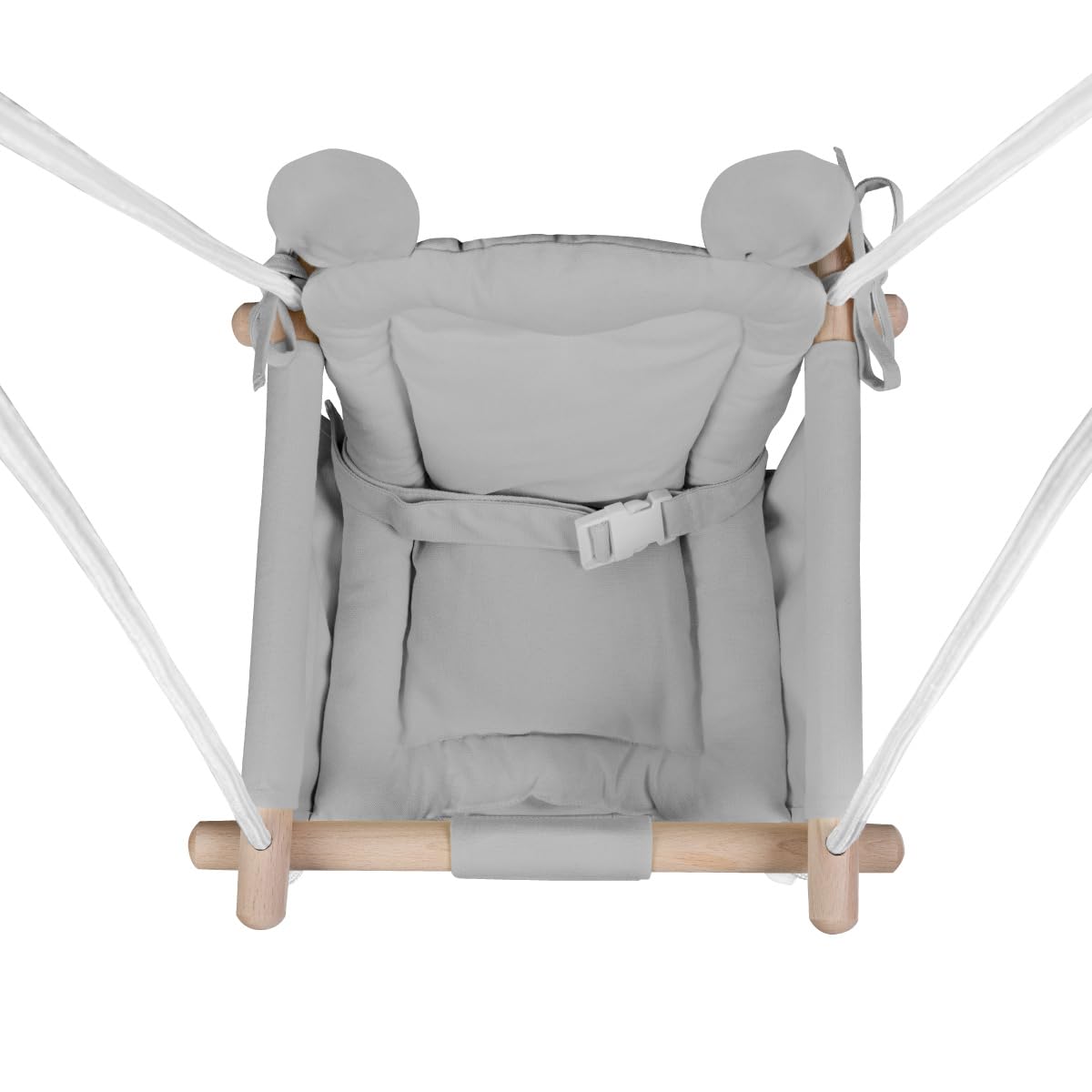 Tulano Hop 30 Gray | Baby Swing Hanging Seat for Children 6-36 Months | Indoor & Outdoor | Safety Belt & Cushion | Wood & Cotton | Easy Assembly | Supports up to 60 kg