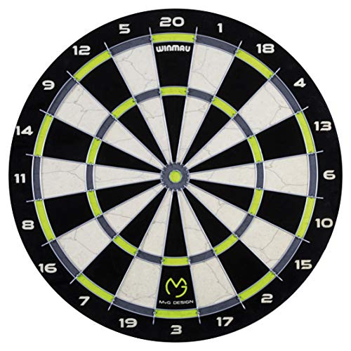 WINMAU MvG Mighty Mike Dart Cabinet Set includes bristle dartboard, 2 sets of darts, and accessories, L, Black.