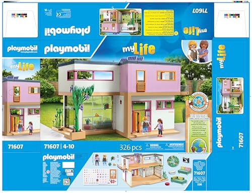 PLAYMOBIL MyLife 71607 House with Winter Garden, includes two figures and a sticker sheet, made from over 80% recycled and bio-based materials, diverse playset for kids ages 4 and up.