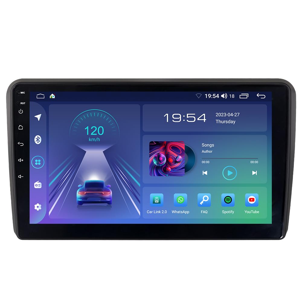 JUNHUA 9" Android 14 2GB+64GB Car Stereo for Audi A3 S3 RS3 8P7 8VS 8PA, Supports Wireless Carplay Android Auto GPS Navigation Radio Bluetooth WiFi FM RDS Bose System