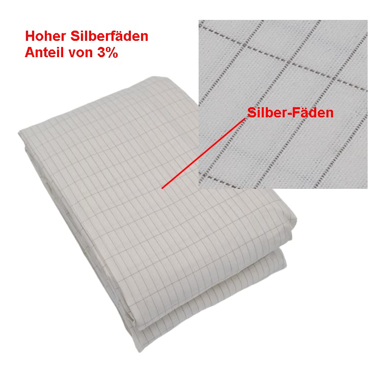 Cosmowaves Fitted Sheet Set (90x200x20cm) for grounding the body - includes grounding cable and plug - Available in 12 different sizes - 3% silver thread content and 97% cotton.