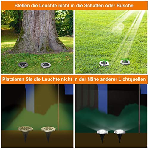 Infray solar lights for garden, solar ground lights with 8 LEDs, outdoor solar lamps IP65 waterproof, solar pathway lights cold white 8 pack.