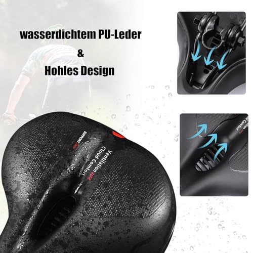 Bicycle saddle Cloud Comfort Pro Max - Finally Pain-Free Cycling Comfortable Soft Memory Foam Bike Seat With Red Warning Stripe City Bike Seats Mountain Bike Saddles with Suspension