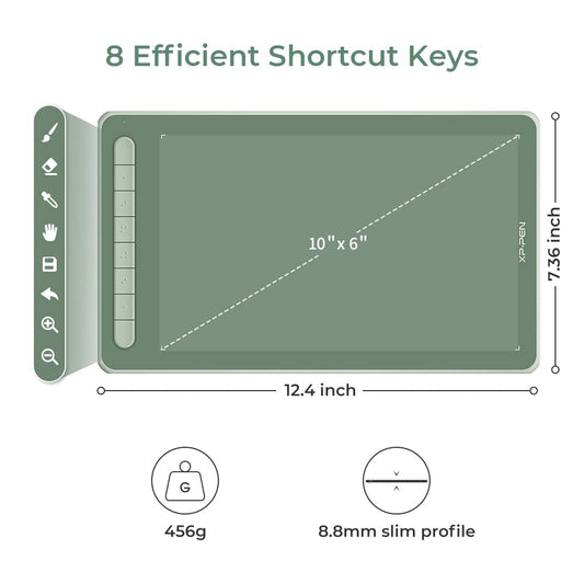 XP-PEN Deco L Graphics Tablet 10" x 6" Drawing Tablet with X3 Elite Stylus, 8192 Levels of Pressure Sensitivity, 8 Shortcut Keys, compatible with Windows/Mac/Android/Chrome OS/Linux (Green)