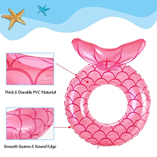 MoKo Inflatable Swim Ring, 2 pieces Mermaid Swimming Rings Water Play Ring 70 cm Large Pool Float Toy Water Toy for Adult & Kids, Rose Gold+Blue