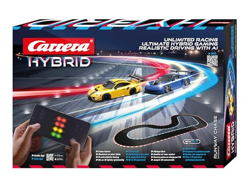 Carrera HYBRID Runway Chase - Next generation racing fun - Legendary Porsche 911 GT3 R in 1:50 scale - Hybrid technology with AI support - Smartphone app control - Amazon Exclusive