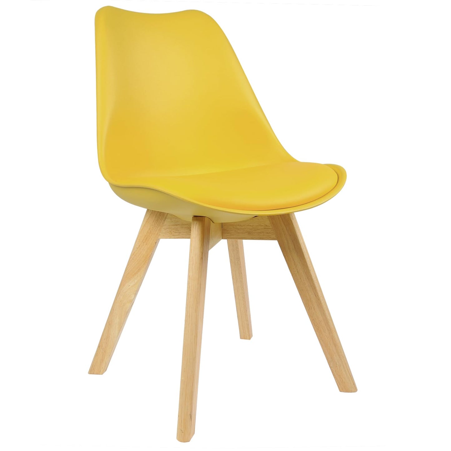 WOLTU Dining Chairs Set of 4, Scandinavian Kitchen Chairs, Retro Design, Seat Upholstered in Faux Leather, with Solid Wood Legs, up to 150 kg load capacity, Yellow