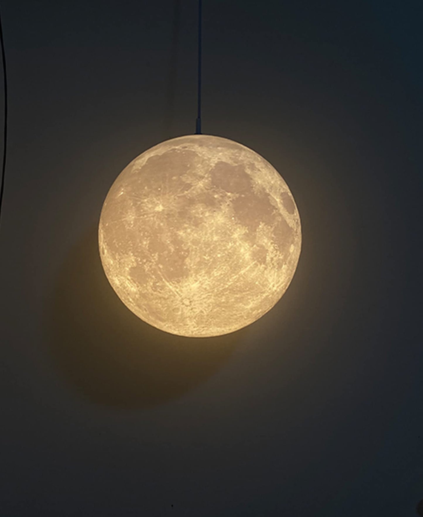 KRIPINC 3D Printing Ceiling Lamp Moon, Creative Pendant Light Moon, Moon Lamp Ceiling Light, Adjustable Height E27 Planet Lamp for Kids' Room Bedroom Living Room Restaurant Bar, Diameter 22cm
