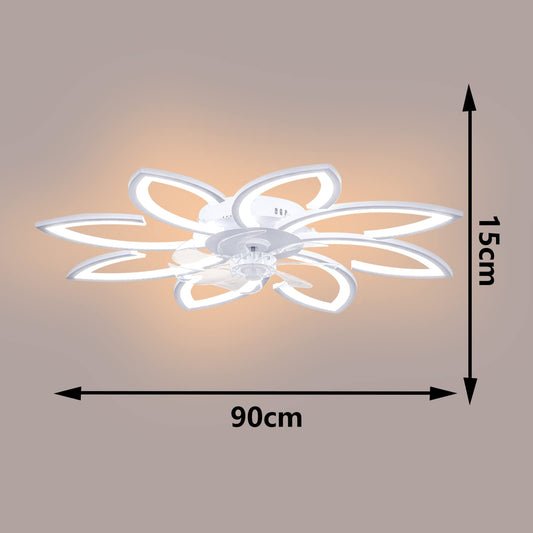 Wildcat Ceiling Fan with Light Quiet Modern LED with Remote Control Timer Flower Design Fan Ceiling Light for Bedroom Kitchen