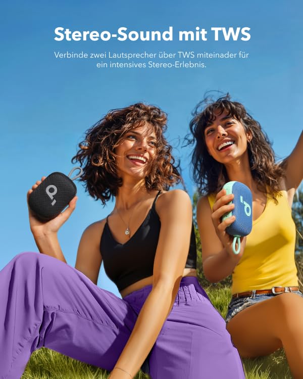 Soundcore by Anker Select 4 Go Bluetooth Speaker, portable mini speaker for shower, with 20h playtime, IP69 water and dustproof, floatable, powerful sound for indoor, outdoor & hiking.