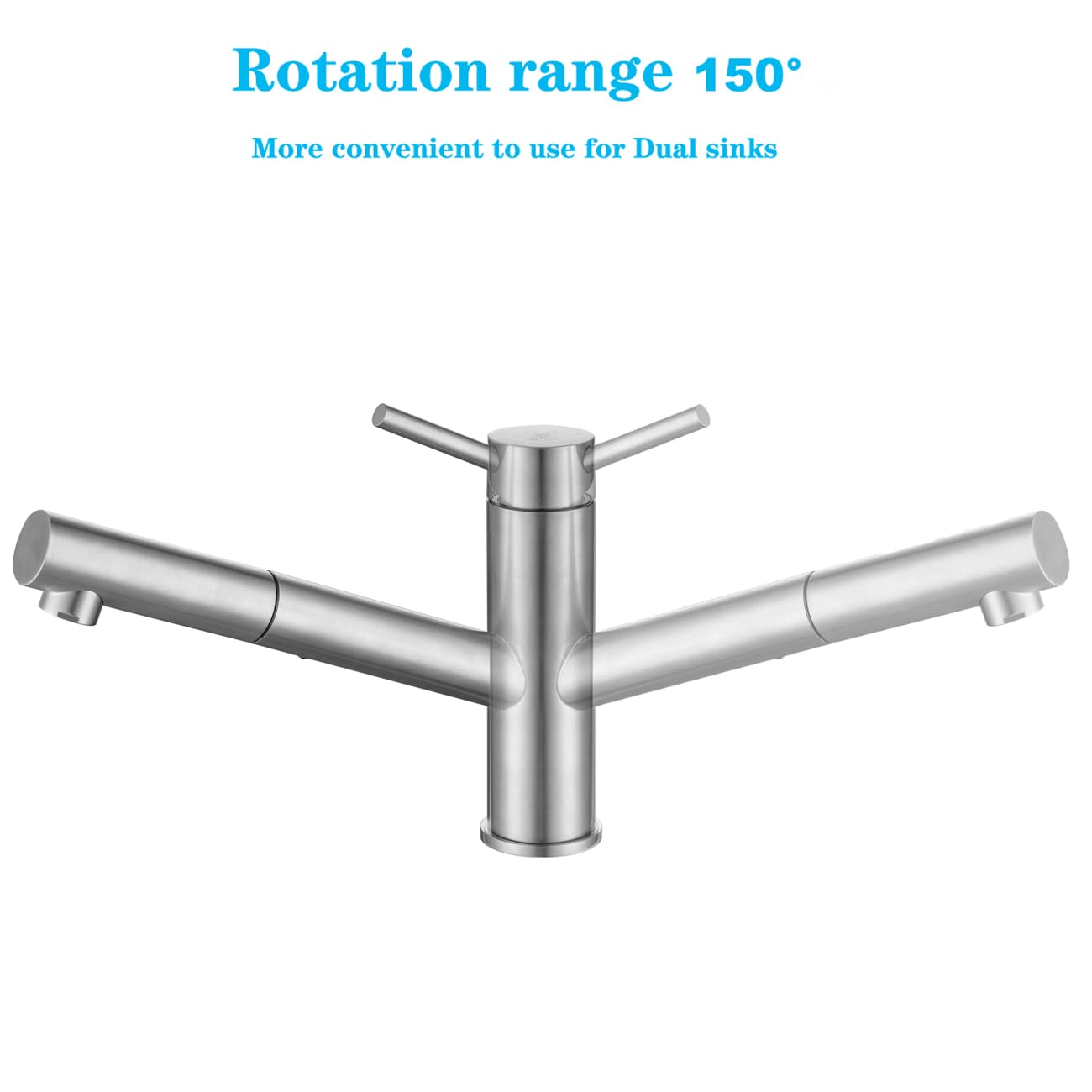 ONCE Kitchen Faucet Pull-Out Sink Mixer Tap in Brushed Stainless Steel, Kitchen Faucet with 150° Swivel, High Pressure Sink Mixer for Kitchen, Matte