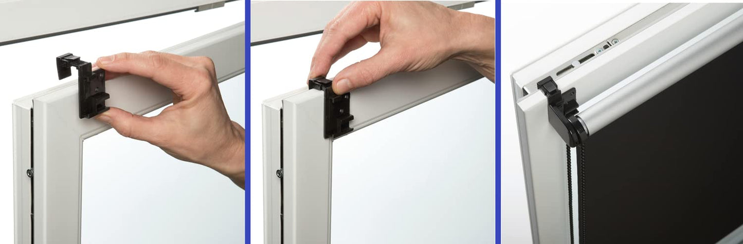 Deco Company Thermo-Rollo without drilling, with thermal backing, clamp mounting, highest light reflection, energy-saving, light-tight, all mounting parts included, black, 100 x 150 cm.