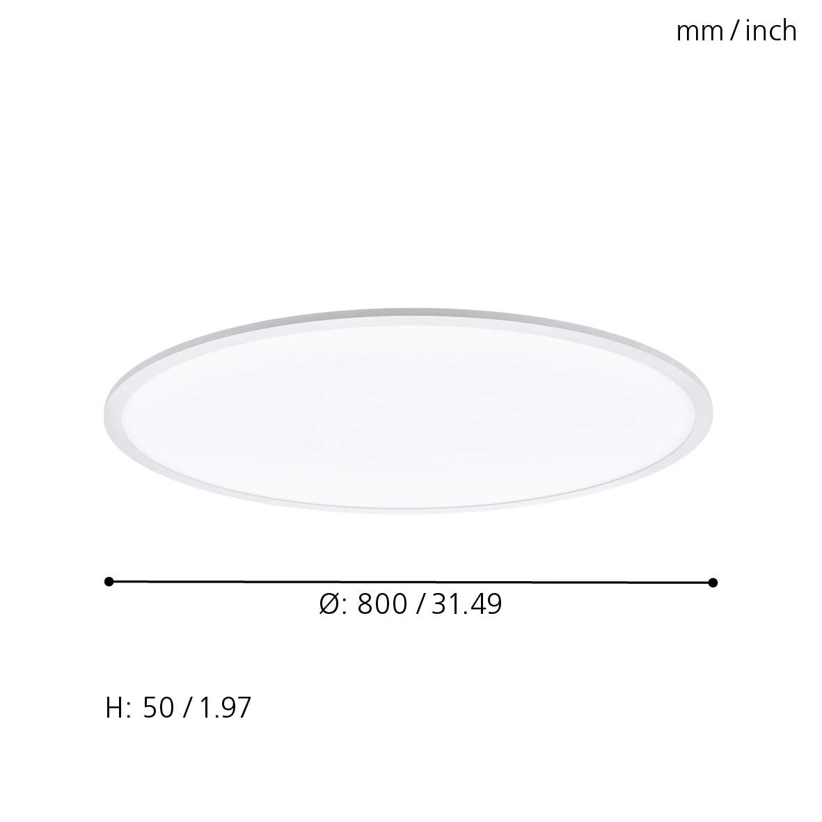 EGLO connect LED ceiling light SARSINA-C Panel, Smart Home ceiling lamp, Material: Aluminum, plastic, Color: White, Ø 80 cm, incl. remote control, dimmable, adjustable white tones and colors