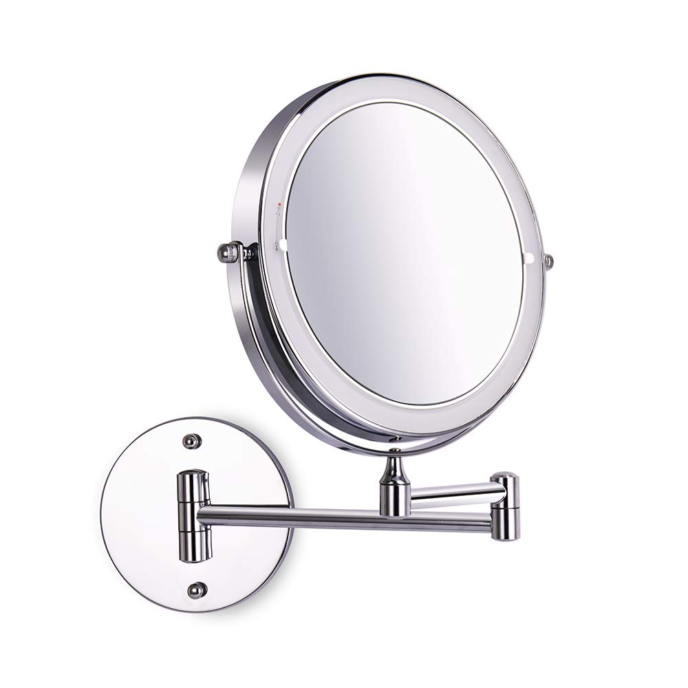 Loywe Illuminated Makeup Mirror 10x with LED Lighting Wall Mount Touchscreen for Bathroom, Beauty Studio, Spa, and Hotel EU Plug, LW70