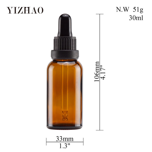 YIZHAO 30ml dropper bottle, amber glass apothecary bottle with dropper pipette, suitable for essential oils, perfume oils, aromatherapy, fragrances, liquids - 12pcs.