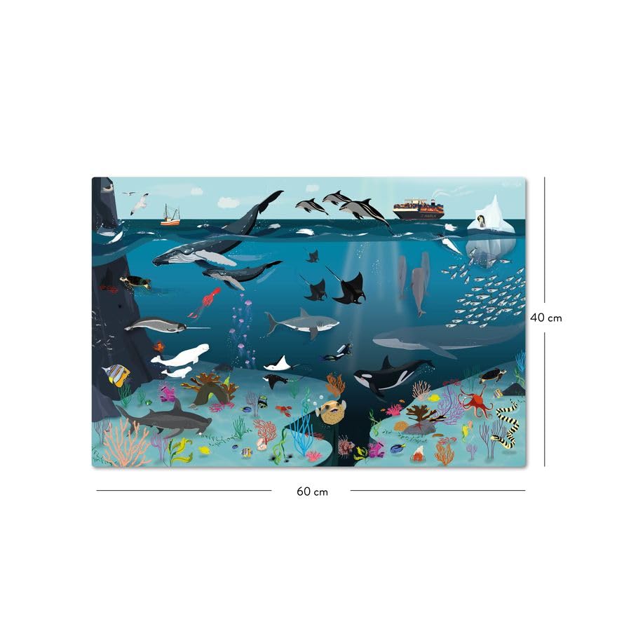 Close Up Underwater World Desk Pad for Kids | 60 x 40 cm | Wipeable, waterproof, tear-resistant | Detailed & lovingly designed image | Hand-drawn | Made in Germany