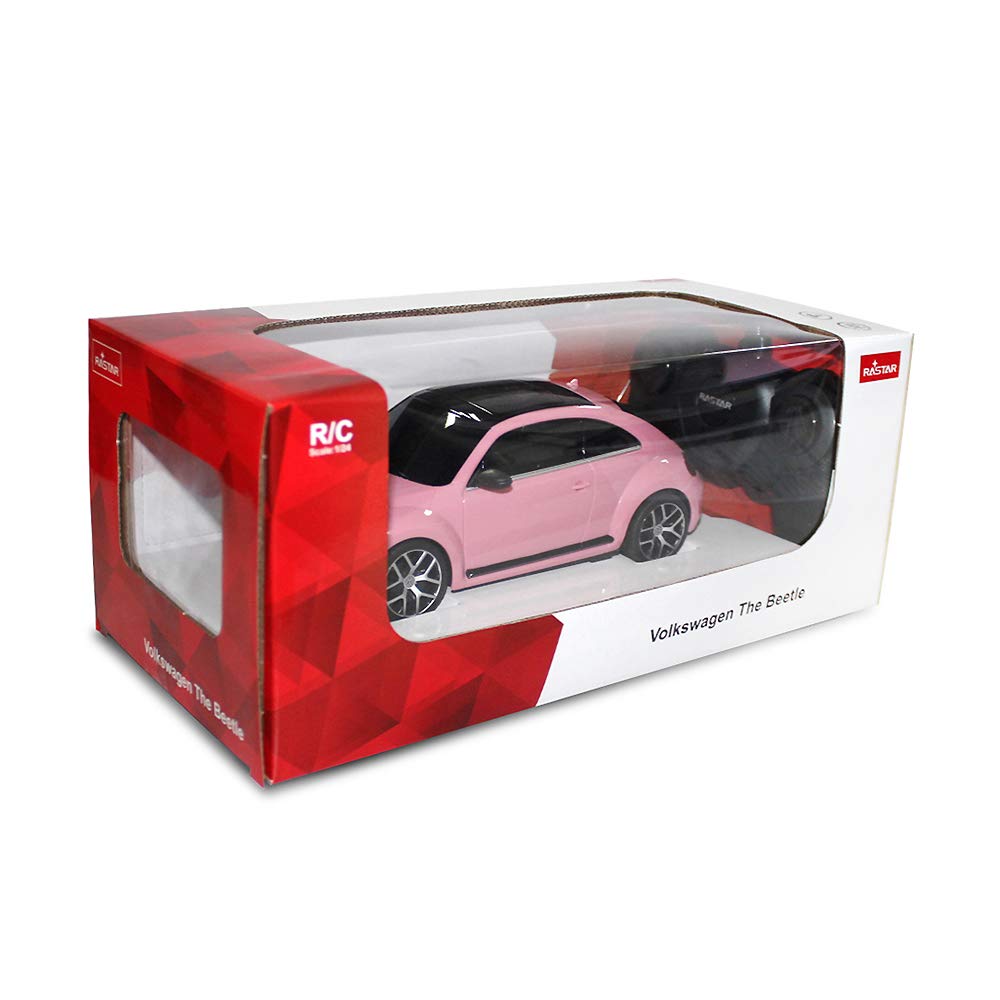 Rastar remote-controlled Volkswagen Beetle, scale 1:24, kids' remote-controlled racing car, pink toy car for kids/girls/toddlers.