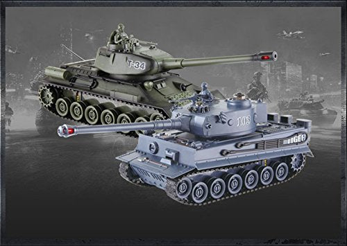 s-idee® 99824 2 x Battle Tanks 1:28 with integrated Infrared Combat System 2.4 GHz RC remote controlled, Tank, Tracked Vehicle, IR firing function, Sound, Light, New, 1:24, Firing Sound, Lighting