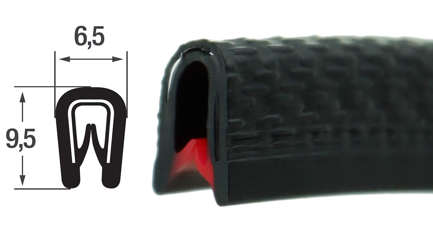 SMI edge protection profile KS1-2S-M for 1-2mm PVC with steel reinforcement Black self-clamping without adhesive - Edge protection, bead profile, edge profile, edge protection strip for car doors, sheets (20 m)
