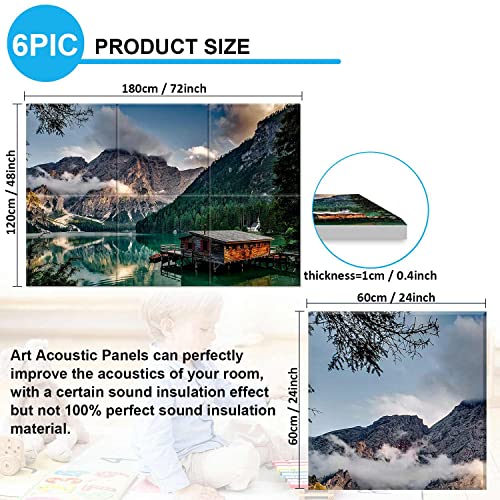JBER JBER Art Acoustic Panels, 6-pack self-adhesive large wall art paintings for wall decoration, sound-absorbing panels for recording studio, living room, and bedroom, 72x48inchMountain Cabin