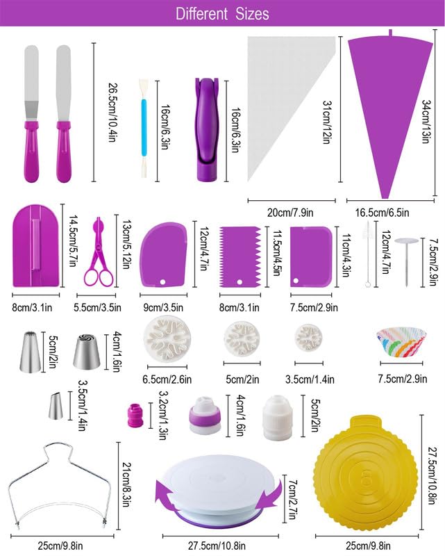 Nifogo Cake Decorating Set 301 Pieces, Rotating Cake Stand, Piping Bag with Tips, Piping Nozzle Set, Baking Accessories, Cake Decorating Supplies for Beginners