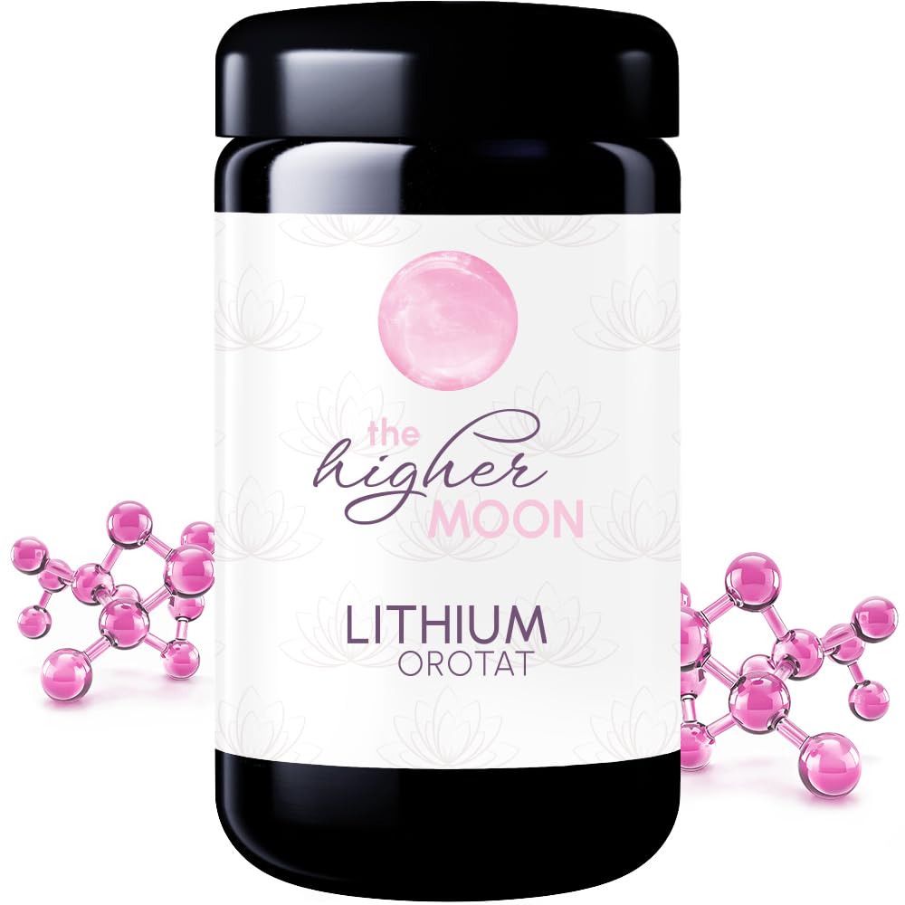 The higher MOON Lithium Powder 100g in violet glass | Li-Orotate for laboratory purposes | Highest purity 99.9% | 4% lithium content | Independently laboratory tested