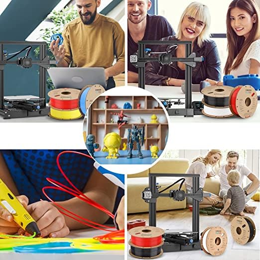 PLA 3D Printer Filament, 1.75mm PLA Filament for 3D Printer, +/- 0.02 mm Dimensional Accuracy, 1KG Spool in Black and White.