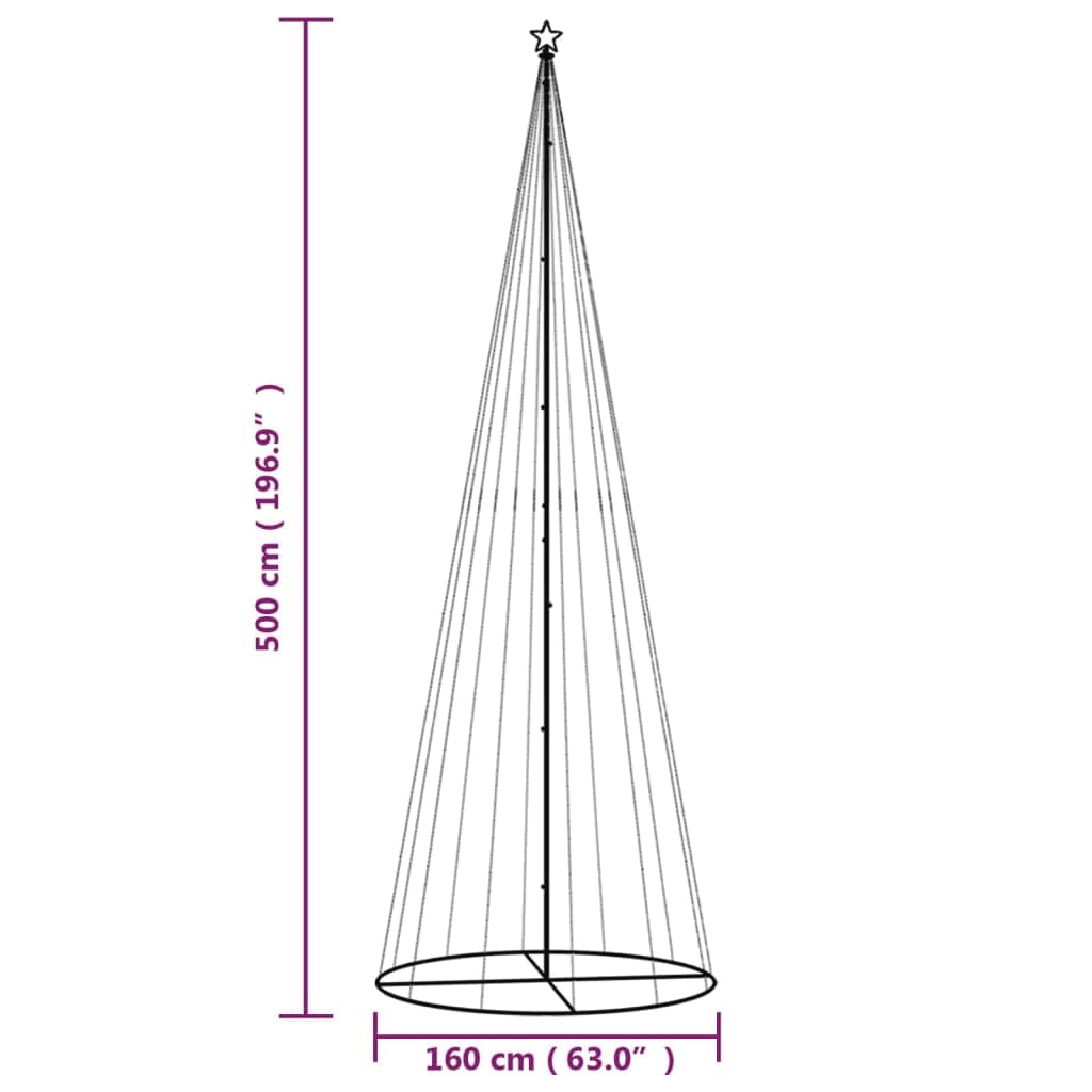 vidaXL LED Christmas Tree Cone Shape Pine Tree Light Tree Christmas Decoration Star Lighting Outdoor Illuminated Light Chain Warm White 732 LEDs 160x500cm
