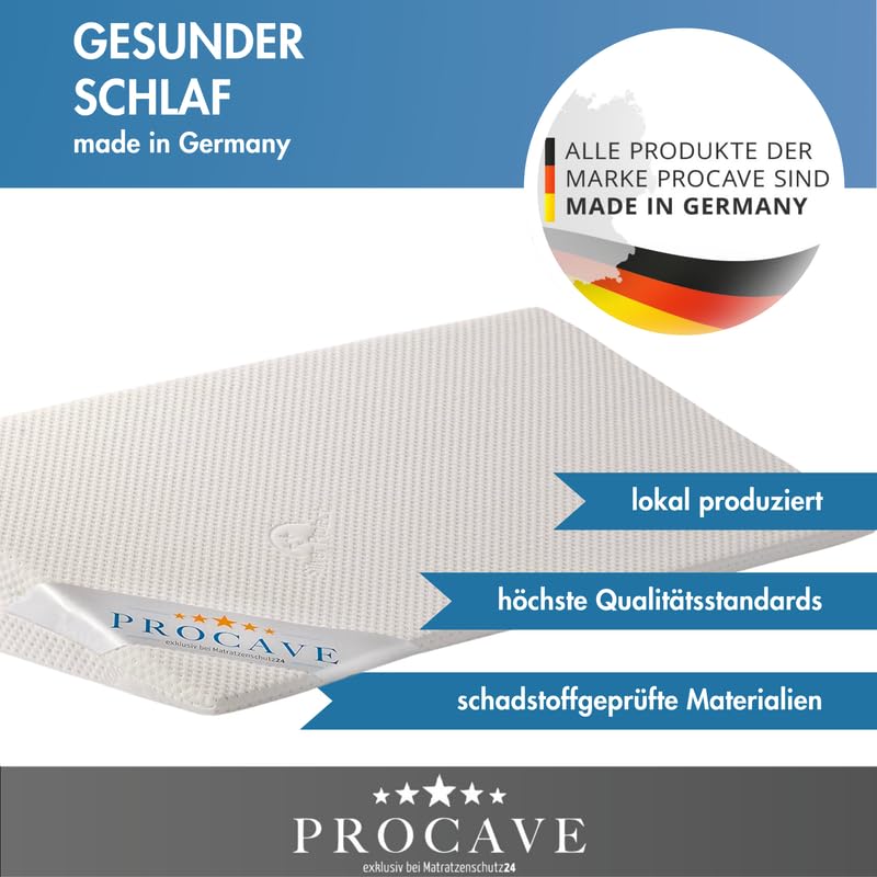 PROCAVE bed wedge with Silver Protect double cloth cover | Width: 140 cm x Depth: 45 cm x Height: 15/1 cm | Made in Germany | wedge-shaped foam pillow for beds and waterbeds