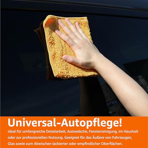 Amazon Basics microfiber towels for cars, dual-sided cleaning cloth, 12 pieces, 40 x 40 cm, Yellow