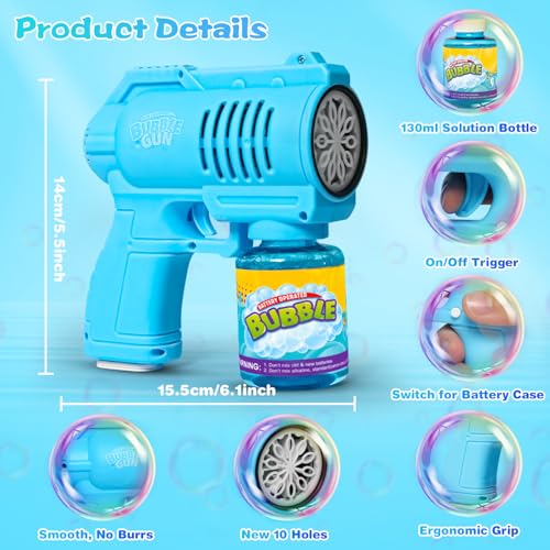 Bombble Automatic Bubble Gun, Bubble Machine for Kids 10000 Bubbles/Minute with 130ML Bubble Solution, Bubble Toy Gift for Children/Birthday/Party (2026-6)