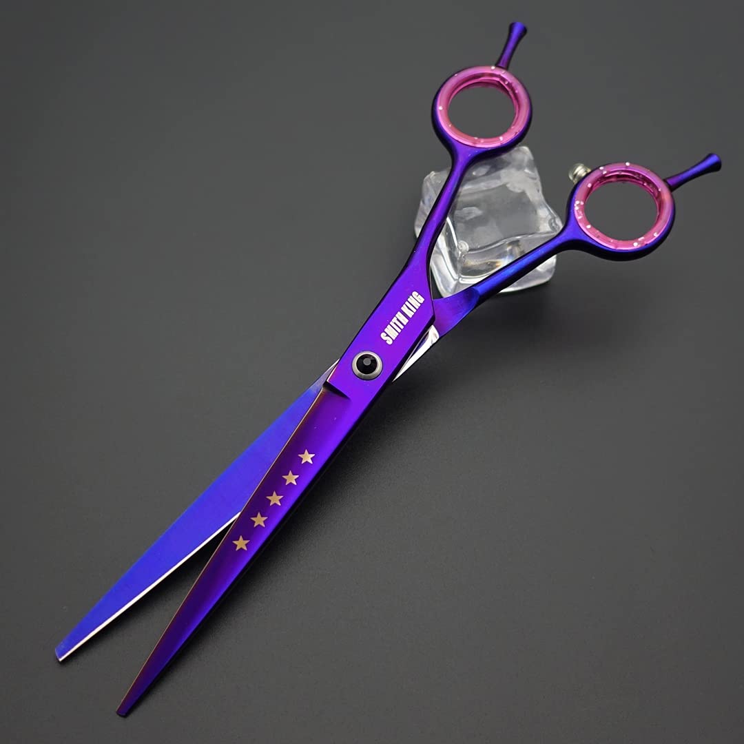 7.0 Inch Professional Dog Grooming Scissors Set Straight & Thinning & Curved & Chunker & Comb 5 Pieces in 1 Set for Left-handed & Right-handed.