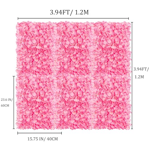 Artificial flower wall art decoration: Blosmon 6 pieces pink flower arrangements flower wall hydrangeas fake silk flower arrangement for wedding balcony garden living room table wall decoration