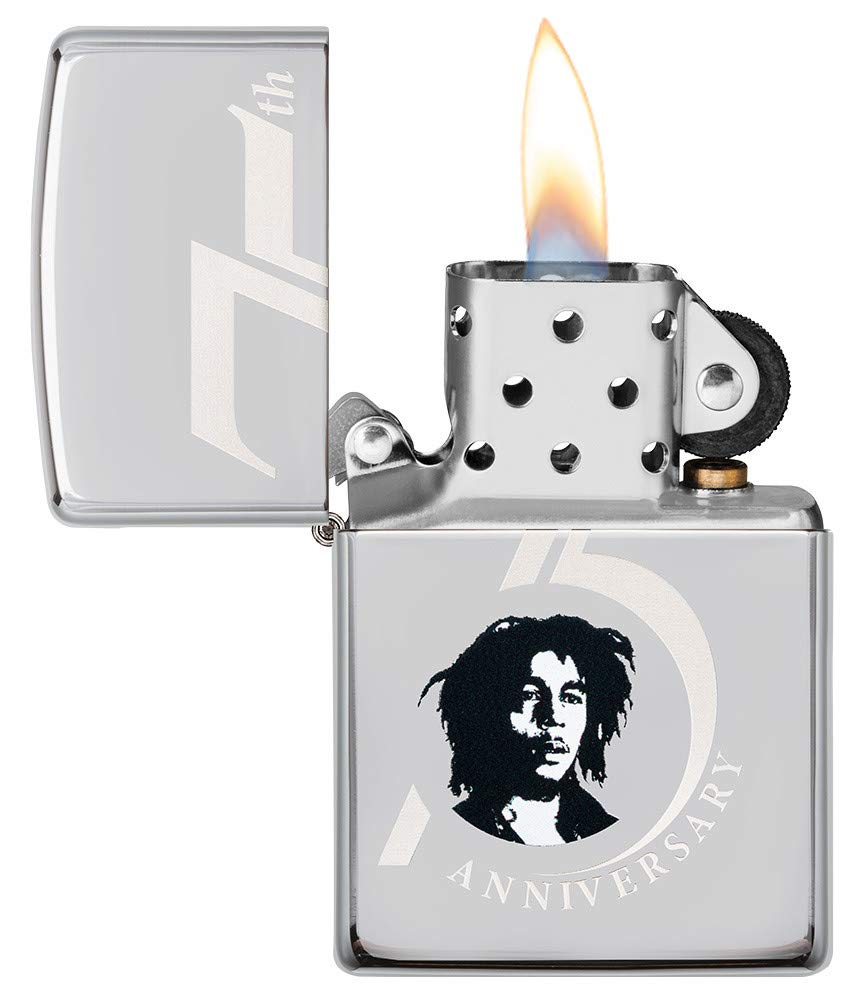 ZIPPO - Bob Marley™ ©, High Polish Chrome - refillable petrol storm lighter in high-quality gift box.