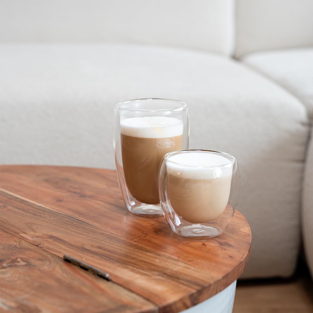 Lemontree 4-piece set of large Latte Macchiato glasses 450ml - double-walled glasses, design coffee cups, tea glasses heat-resistant, cappuccino cups made of borosilicate glass.