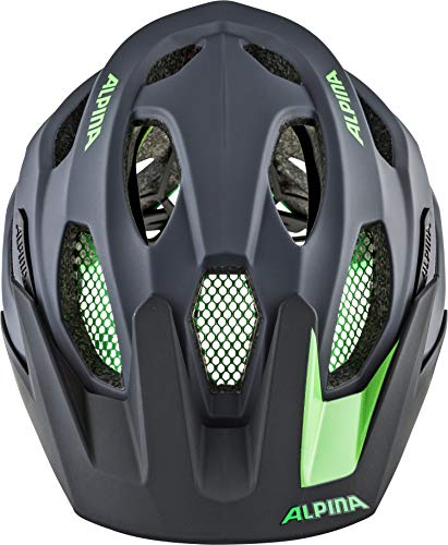 Alpina Carapax 2.0 - Lightweight, Stable & Comfortable Bike Helmet with Insect Net & Antibacterial Padding for Adults, Charcoal-Green, 52-57 cm.