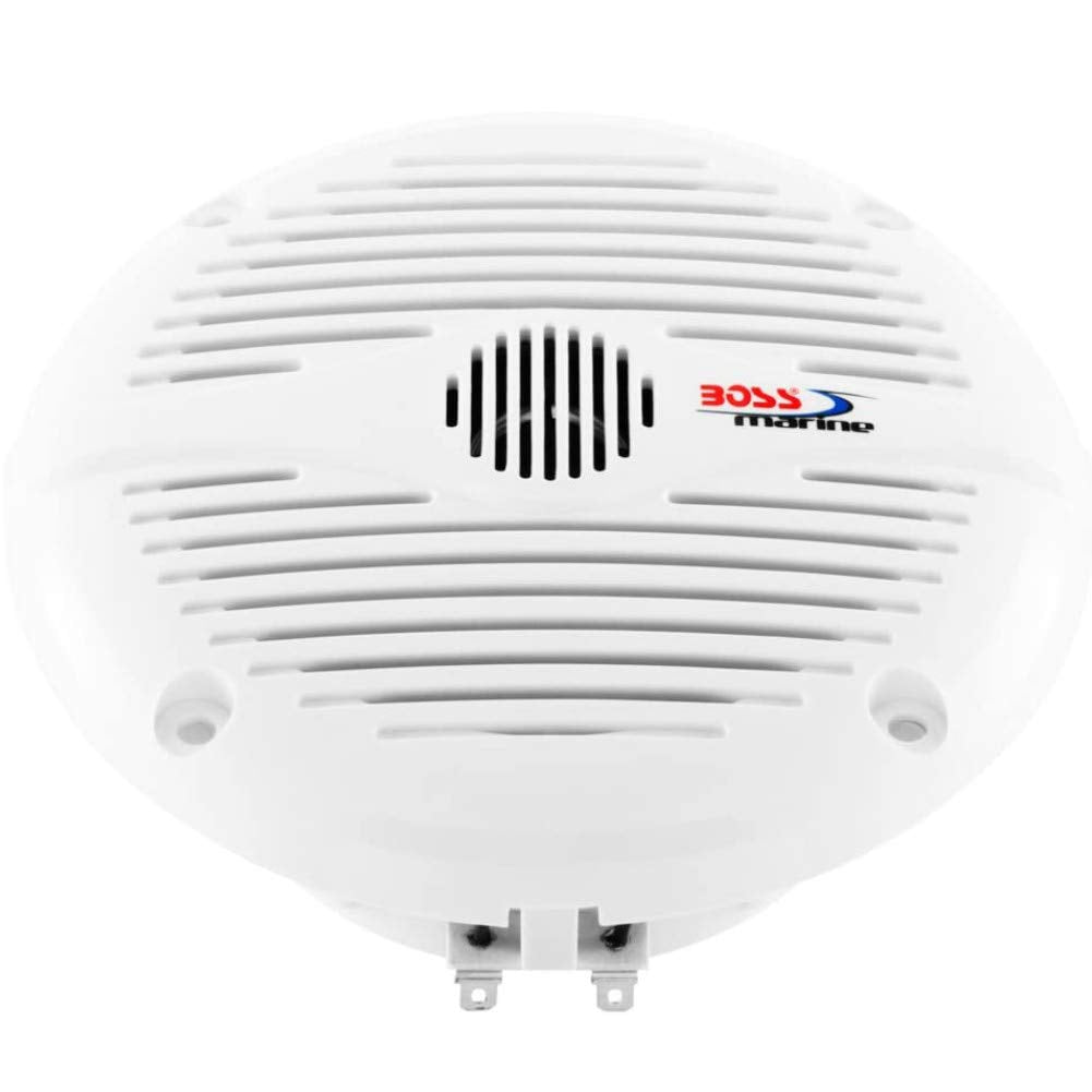 2 marine speakers compatible with BOSS Audio MR50W 2-way 6.5 inch 75 watt rms 150 watt max waterproof sea pool boat, per pair + 5 free stickers.