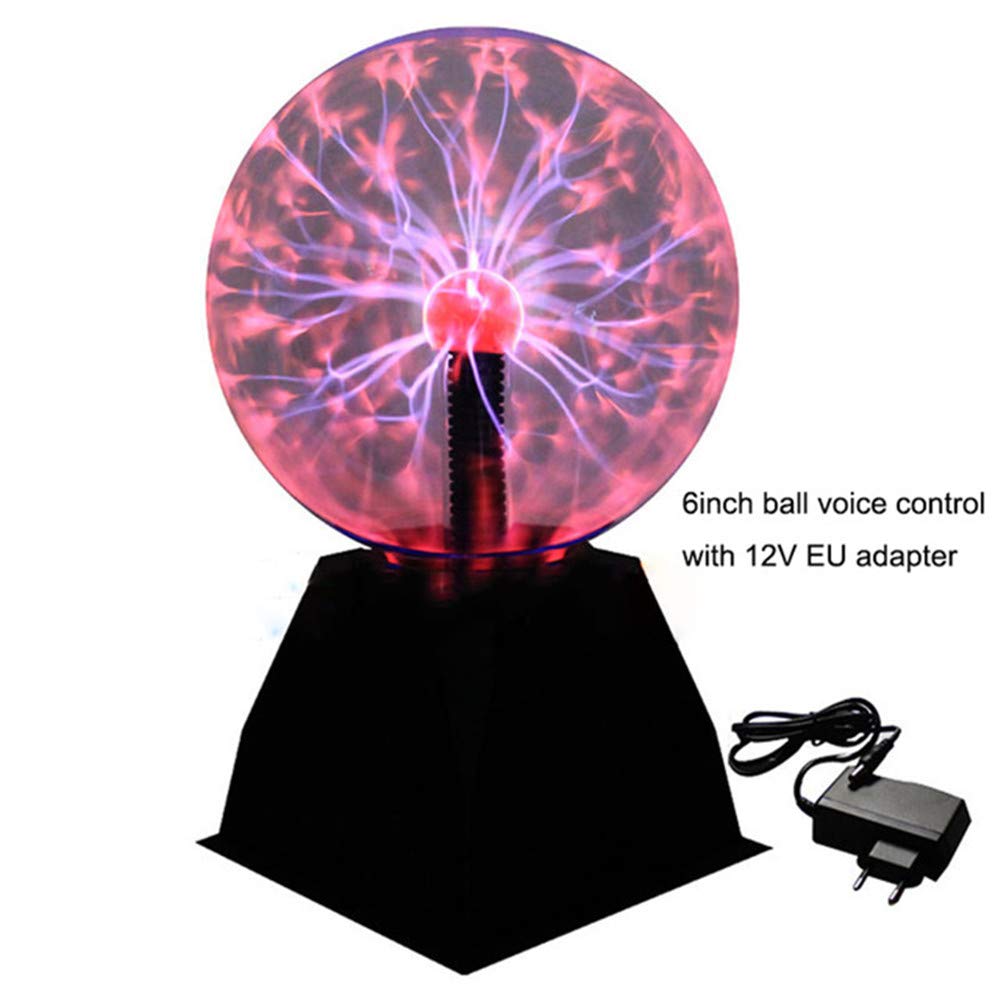 DELIPOP 6 Inch Magical Plasma Ball, Globe Sphere Light Touch and Sound Sensitive Plasma Ball Electrostatic Globe, 220V, Red Light