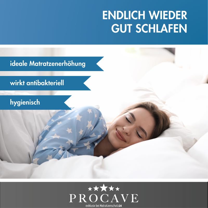 PROCAVE bed wedge with Silver Protect double cloth cover | Width: 140 cm x Depth: 45 cm x Height: 15/1 cm | Made in Germany | wedge-shaped foam pillow for beds and waterbeds
