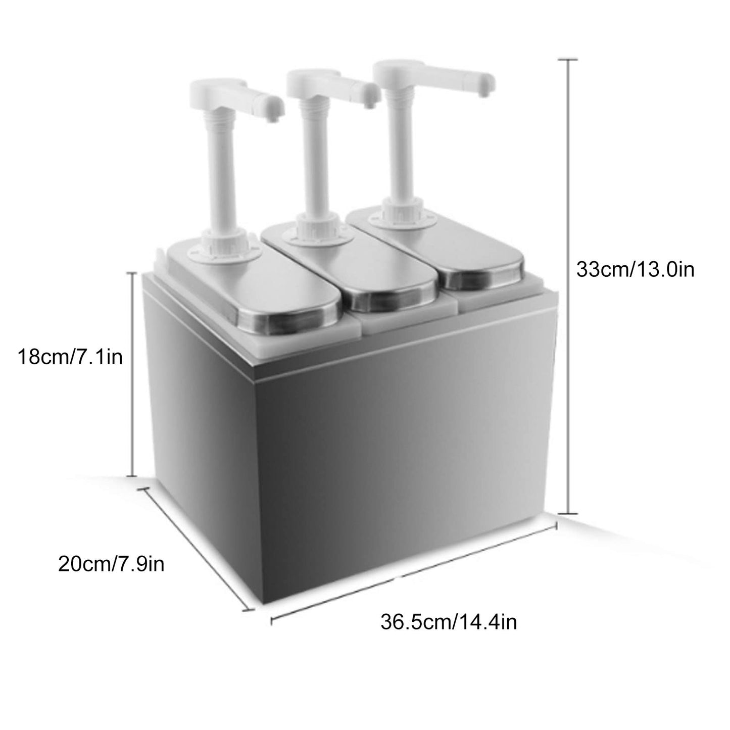 Natudeco sauce dispenser, condiment pump station, honey dispenser, plastic, stainless steel, pump dispenser for sauces, kitchen syrup, milk, cooking oil (THREE heads 2L/head)