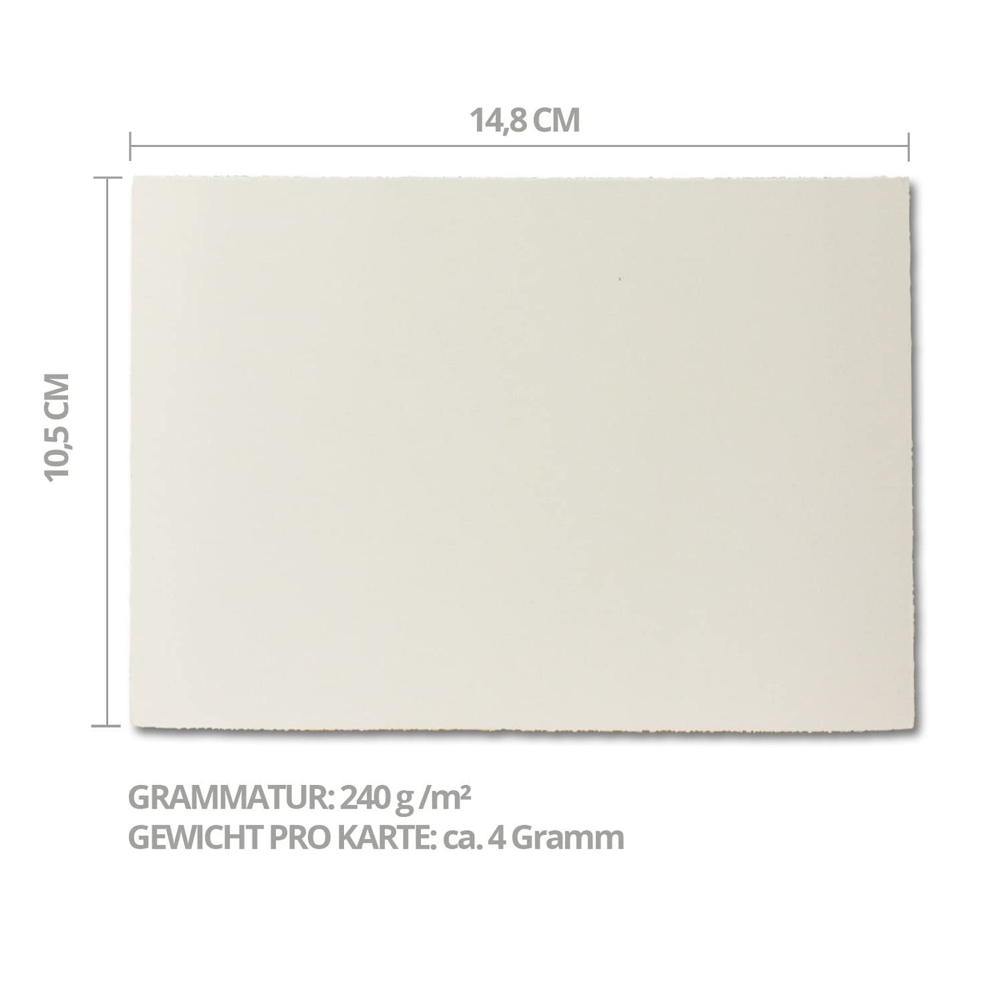 300 pieces of DIN A6 vintage cards, mould-made paper, 105 x 148 mm, natural white semi-matt finish - without fold - vellum surface - cards made of mould-made paper.