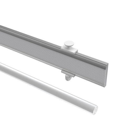 Interdeco panel carriers (set of 6) in silver gray, 80 cm long, made of aluminum with Velcro tape for curtain rails, type 1620701_A, can be shortened.