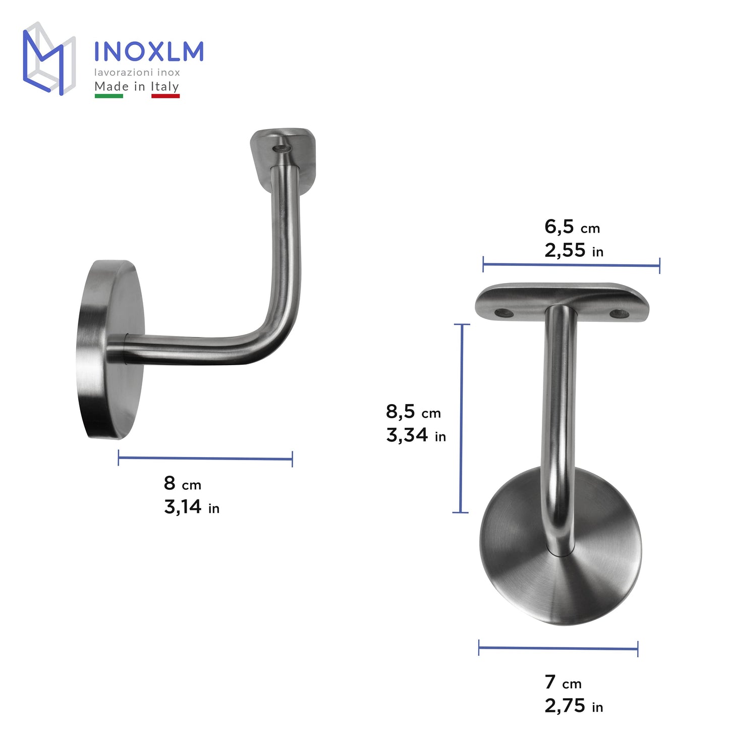 INOXLM Stainless Steel Handrail โ 33.7mm Staircase railing Stainless Steel AISI 304 with Satin Finish, Staircase railing Made in Italy, Stainless Steel Handrail DIY, Ideal staircase railing for interior and exterior (160 cm)